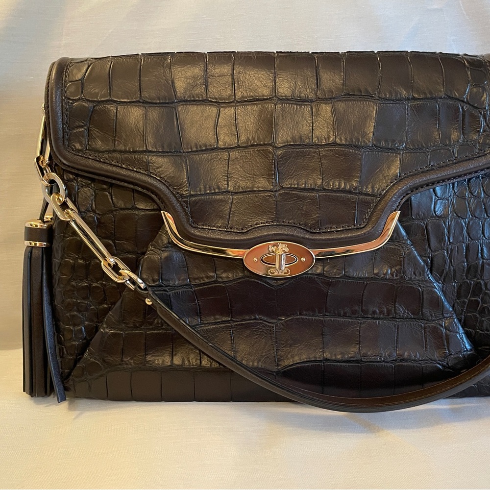 Coach Madison Croc Embossed Shoulder Flap 26334